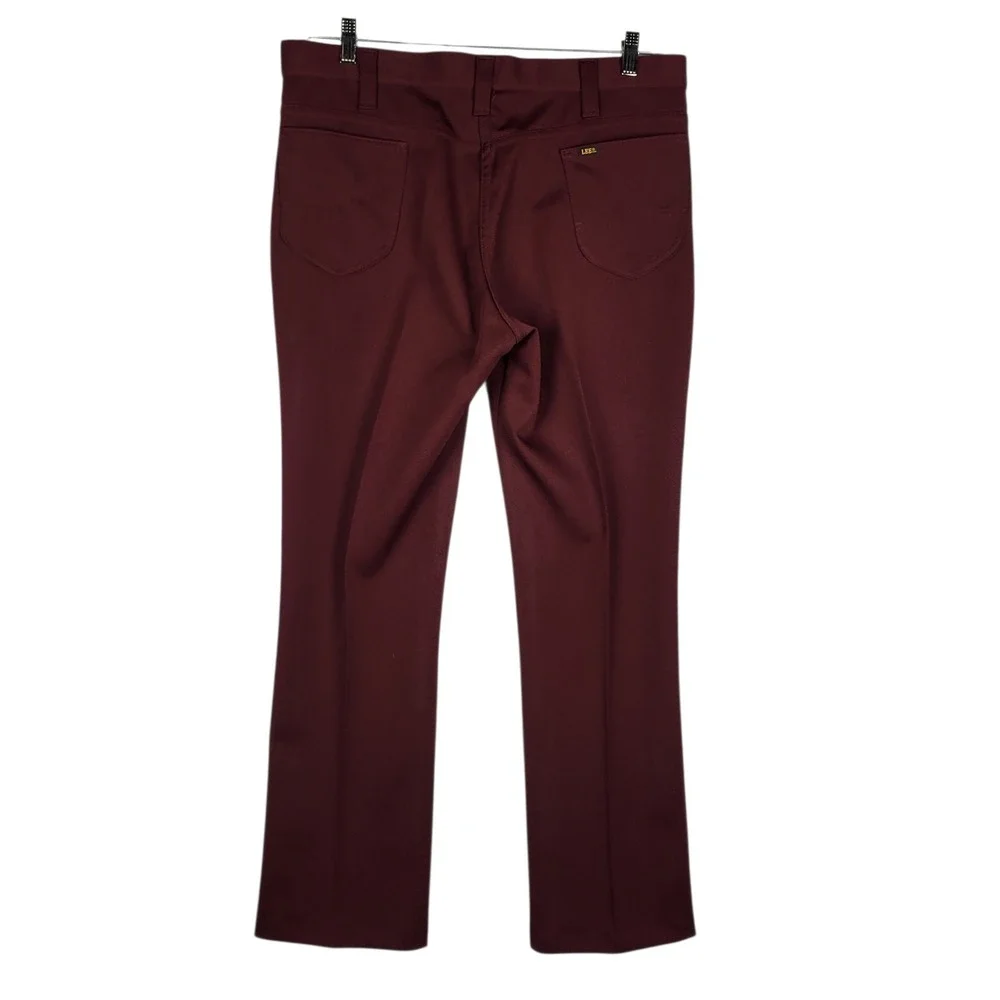 Vintage Lee Riders Polyester Pants Men's 36x30 Burgundy‎ Retro Rockabilly 70s